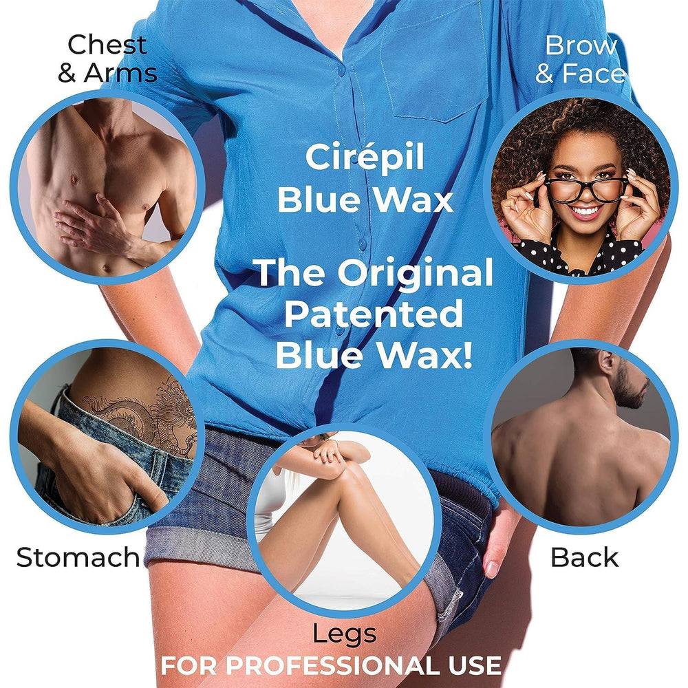Cirepil Blue wax beads melt into a gentle gel texture for comfortable waxing.