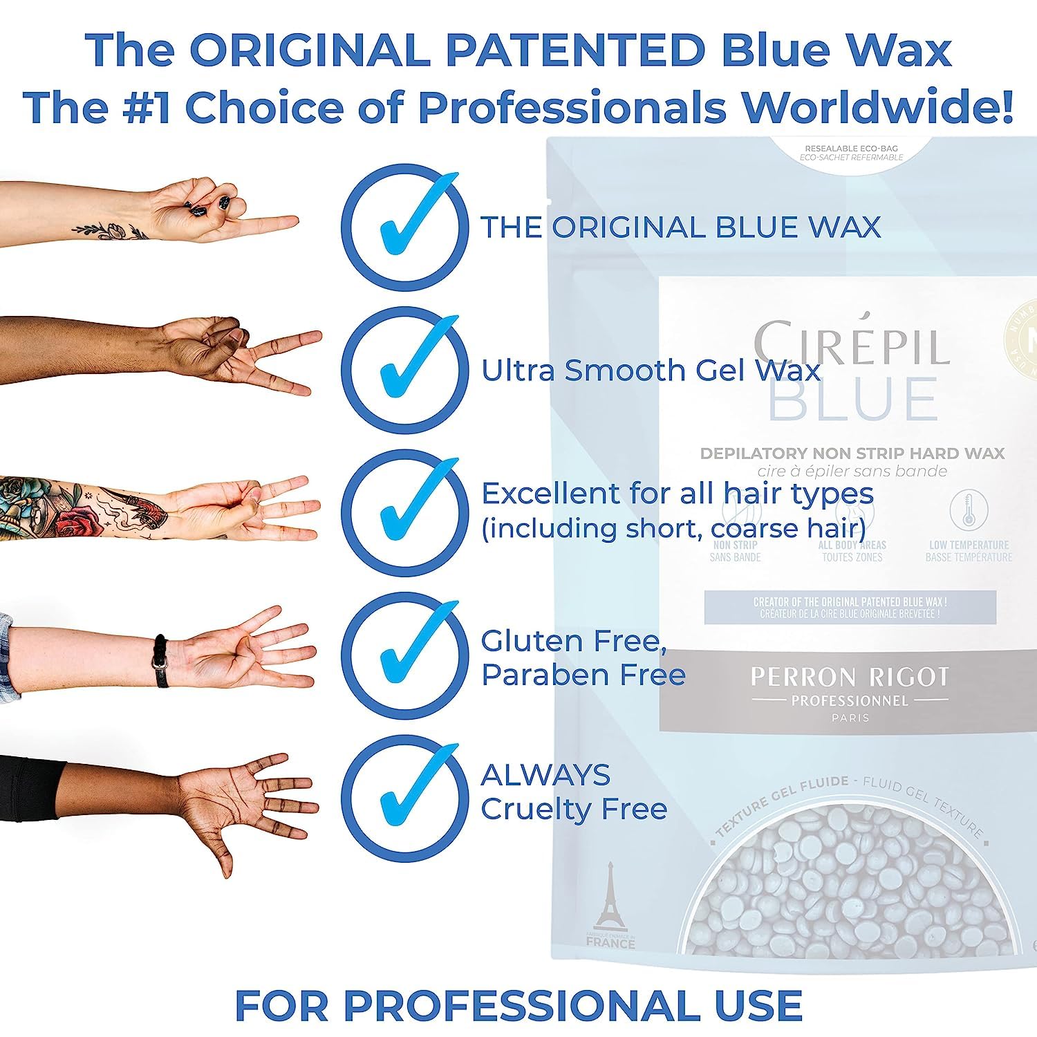 Cirepil Blue wax beads underarms waxing for comfort.