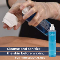 Cirepil Blue Lotion application area demonstrating pre-wax cleansing for better wax adherence