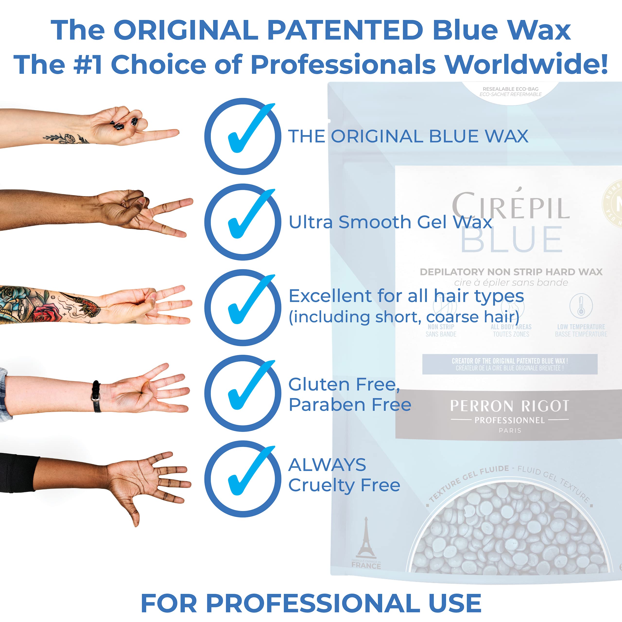 Cirepil blue wax beads spa ready setup implying professional results
