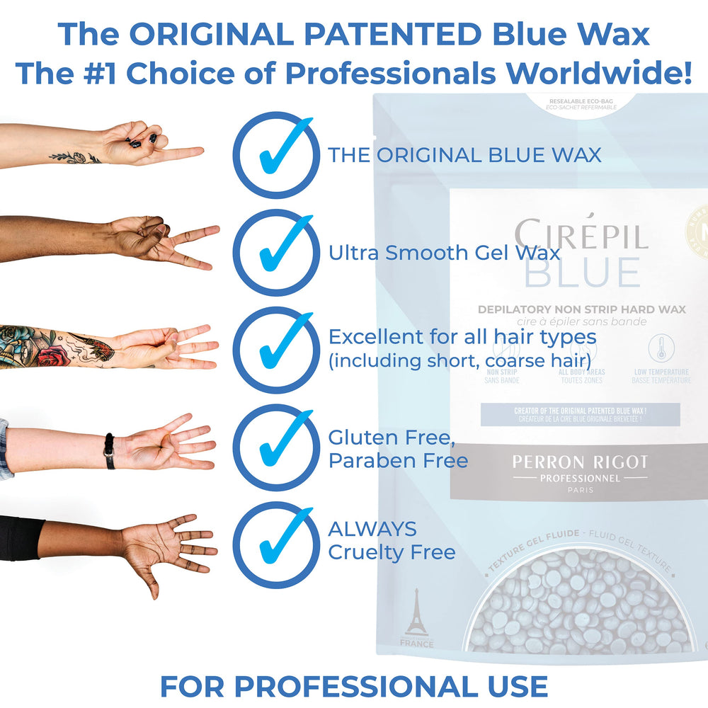 Cirepil blue wax beads spa ready setup implying professional results