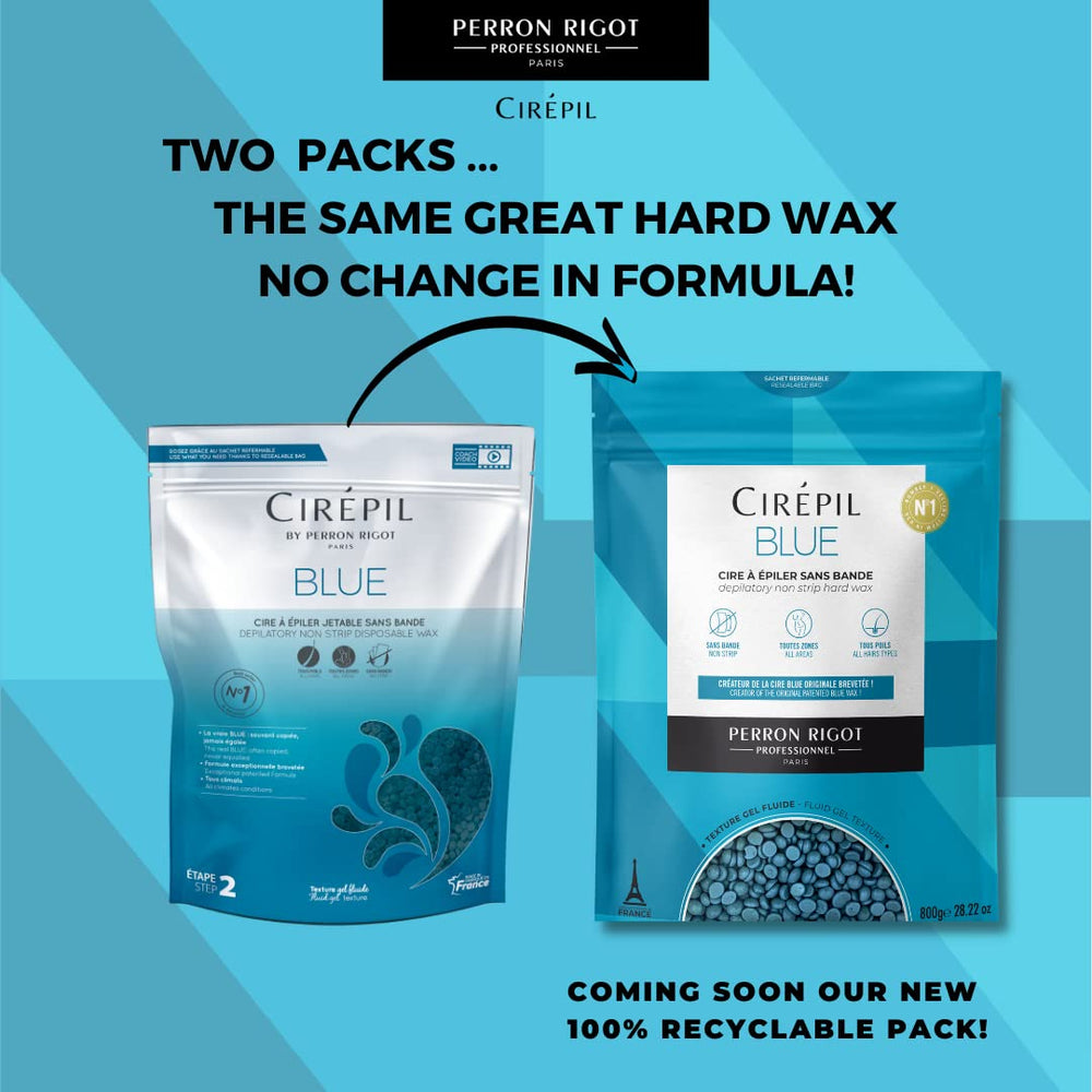 Cirepil blue wax beads melt close up reveals gel texture for gentle facial waxing