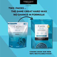 Cirepil blue wax beads melt close up reveals gel texture for gentle facial waxing