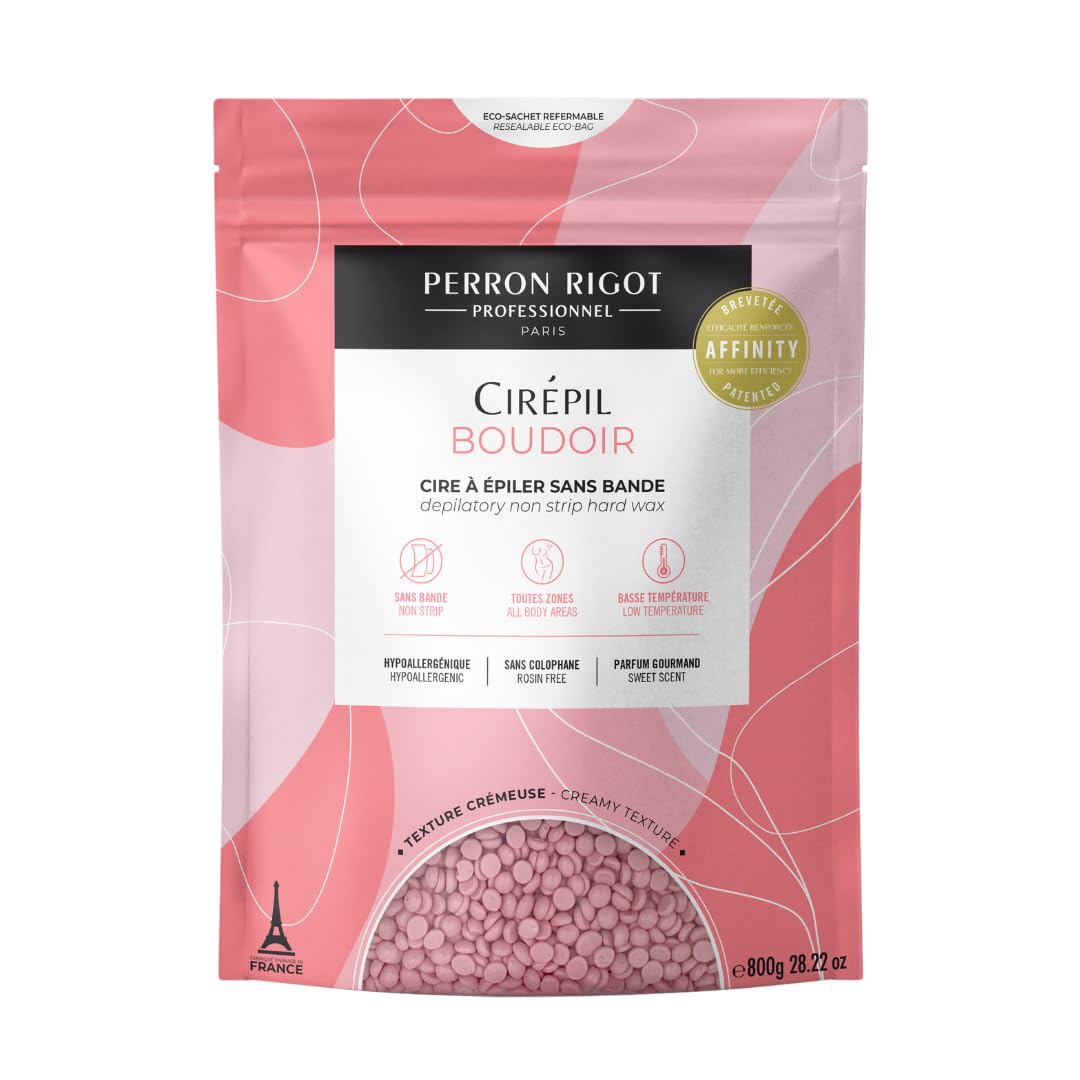 Cirepil Boudoir beads pack-shot highlights rosin-free wax for sensitive skin.