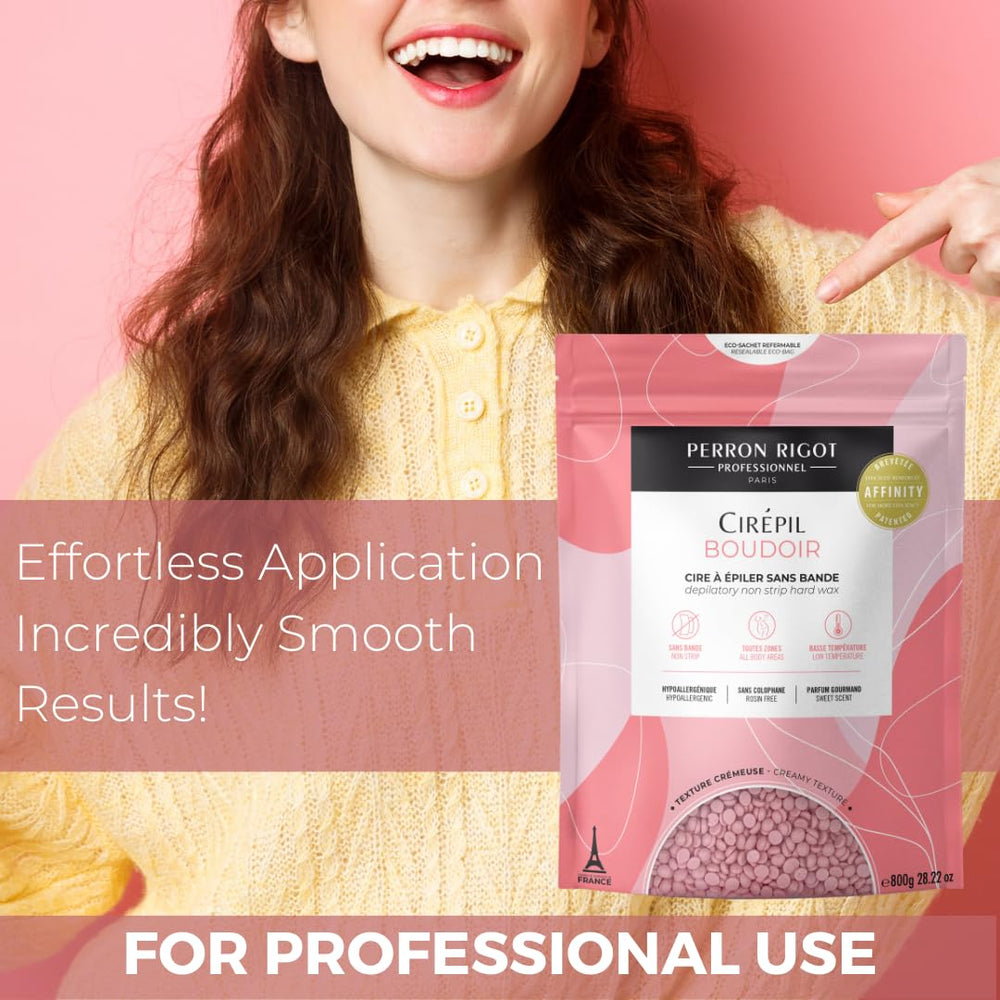 Cirepil Boudoir fragrance-sensory close-up emphasizes spa-like aroma during waxing.