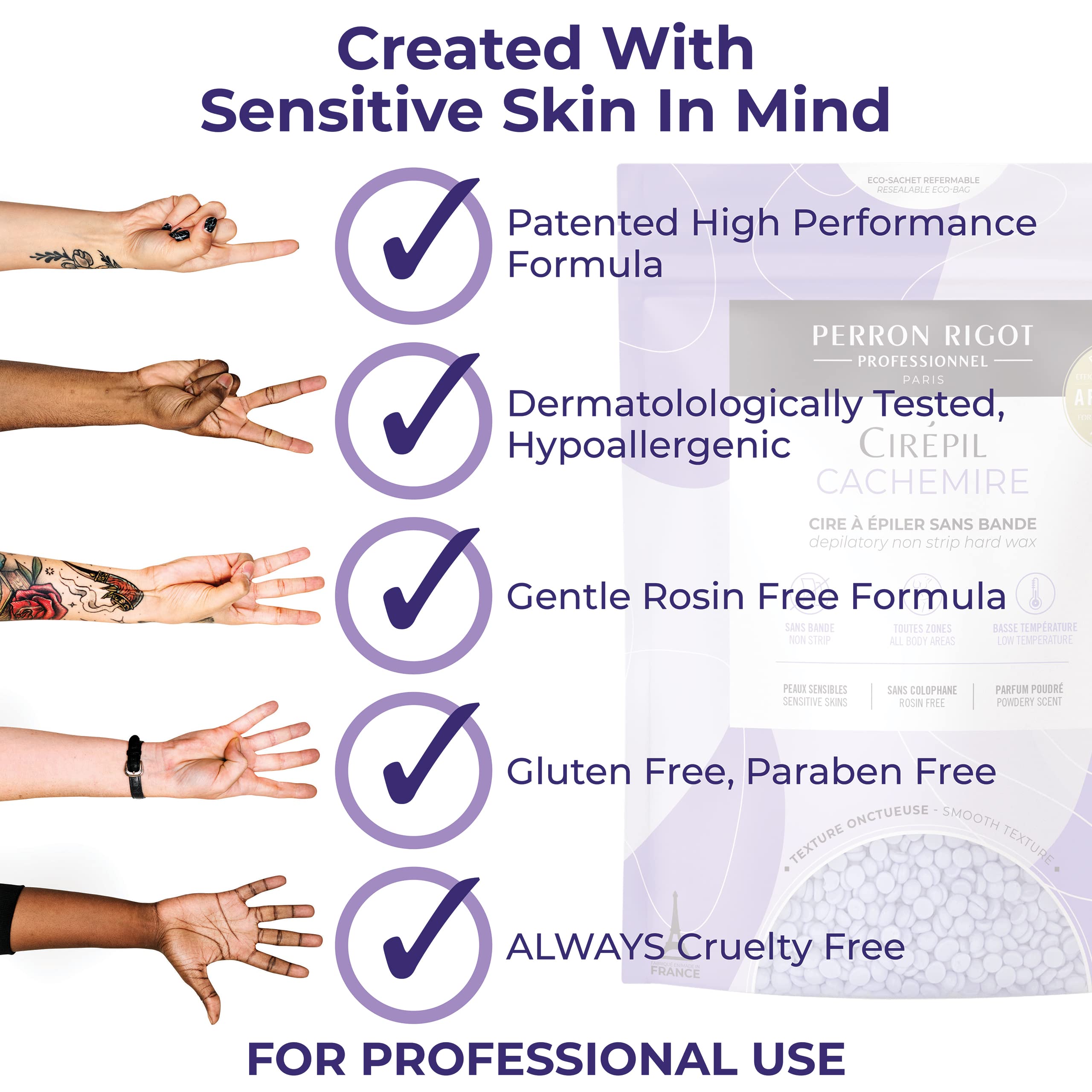Cirepil Cachemire wax on skin areas demonstrating precise application