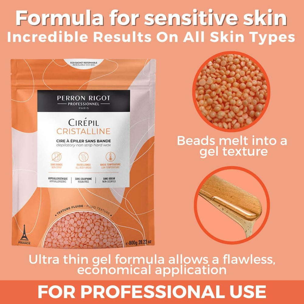 Cirepil Cristalline beads closeup — consistent melt for smooth hair removal.