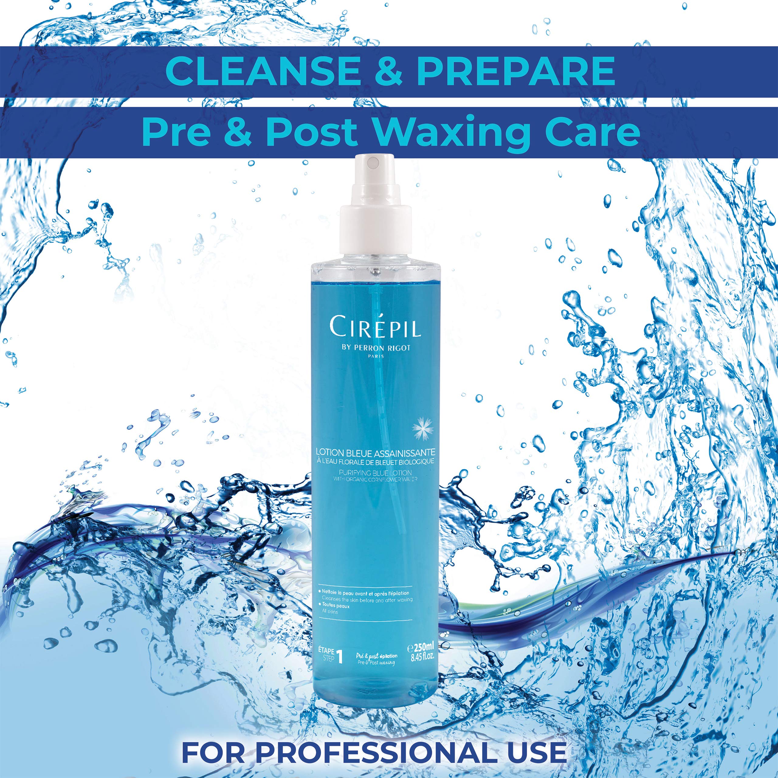 Cirepil Purifying Blue Lotion packaging highlights paraben-free vegan credentials for clients