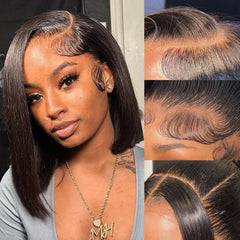 CISWER Short Bob Wig with 12-inch length and 13x4 lace front for natural parting.