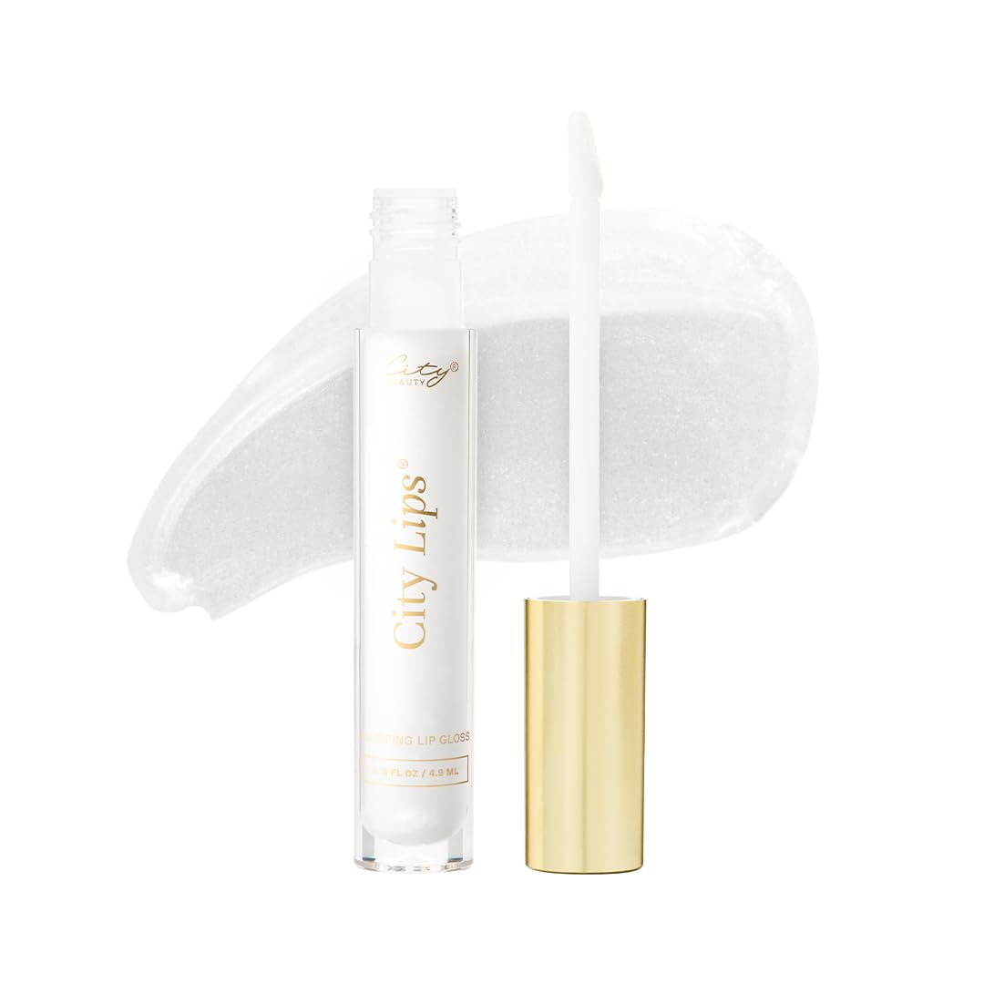 City Beauty City Lips Silver Skyline gloss bottle close-up highlights high shine and hydration