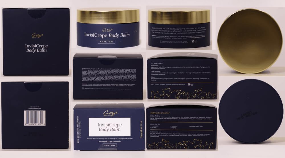 City Beauty InvisiCrepe Body Balm closeup of cream texture ideal for daily use.