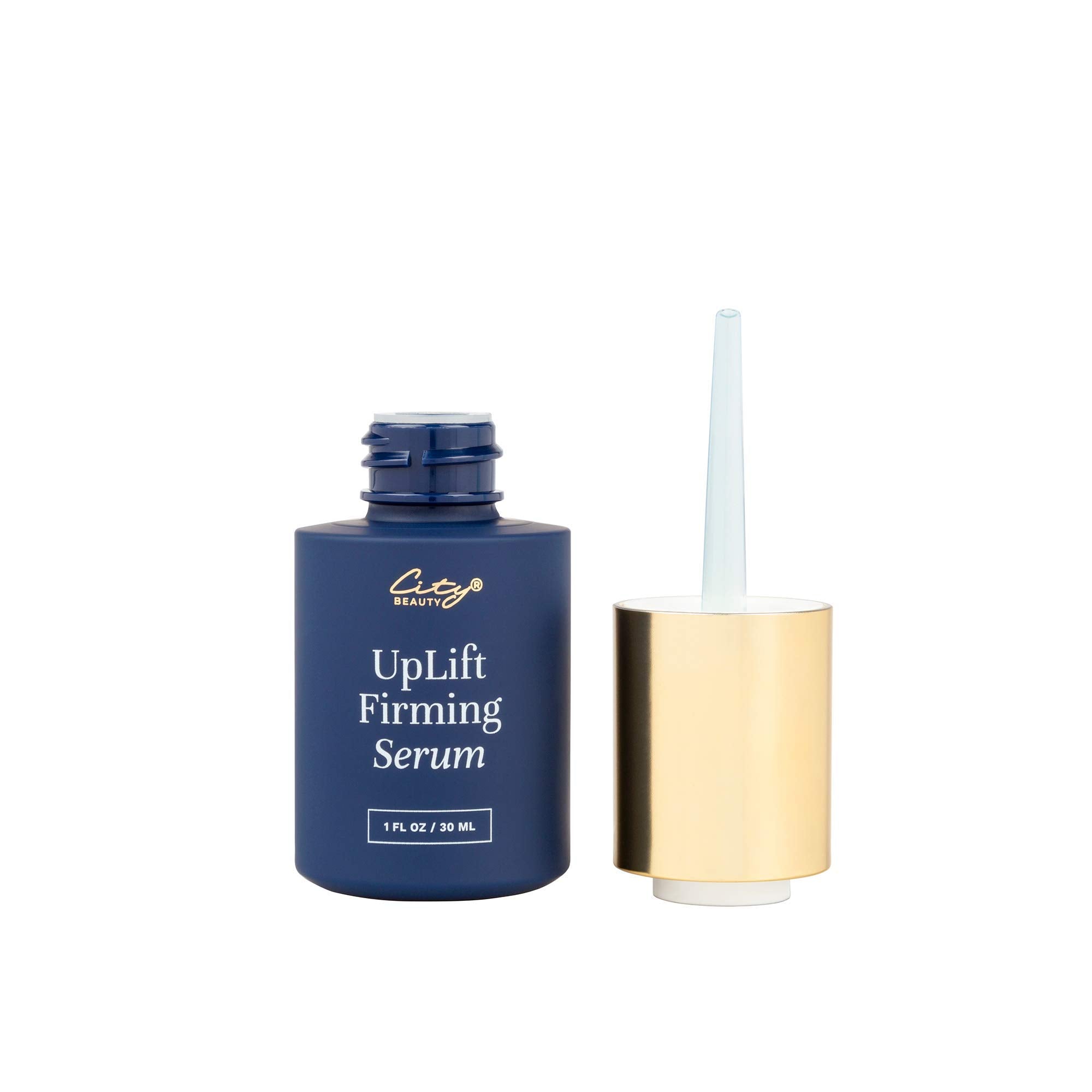 City Beauty UpLift Serum morning-routine setup suggests daily lift and firming benefits.