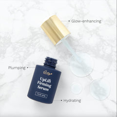 City Beauty UpLift Serum swirl on skin illustrates smoothing of wrinkles and texture.