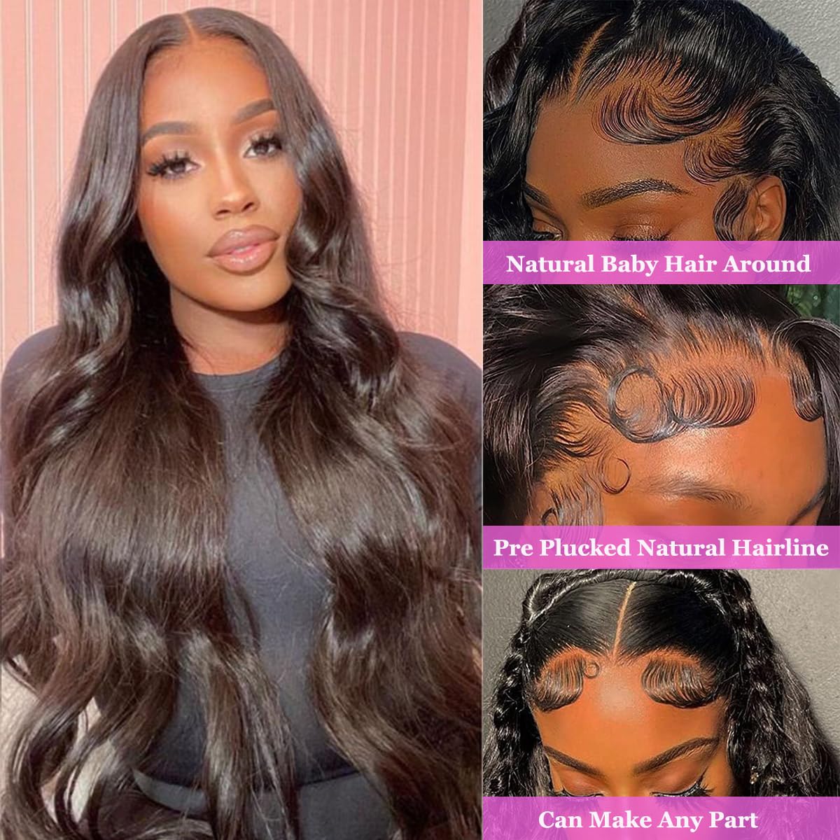CITY GIRL 200-density body wave wig adds fullness for a chic silhouette.