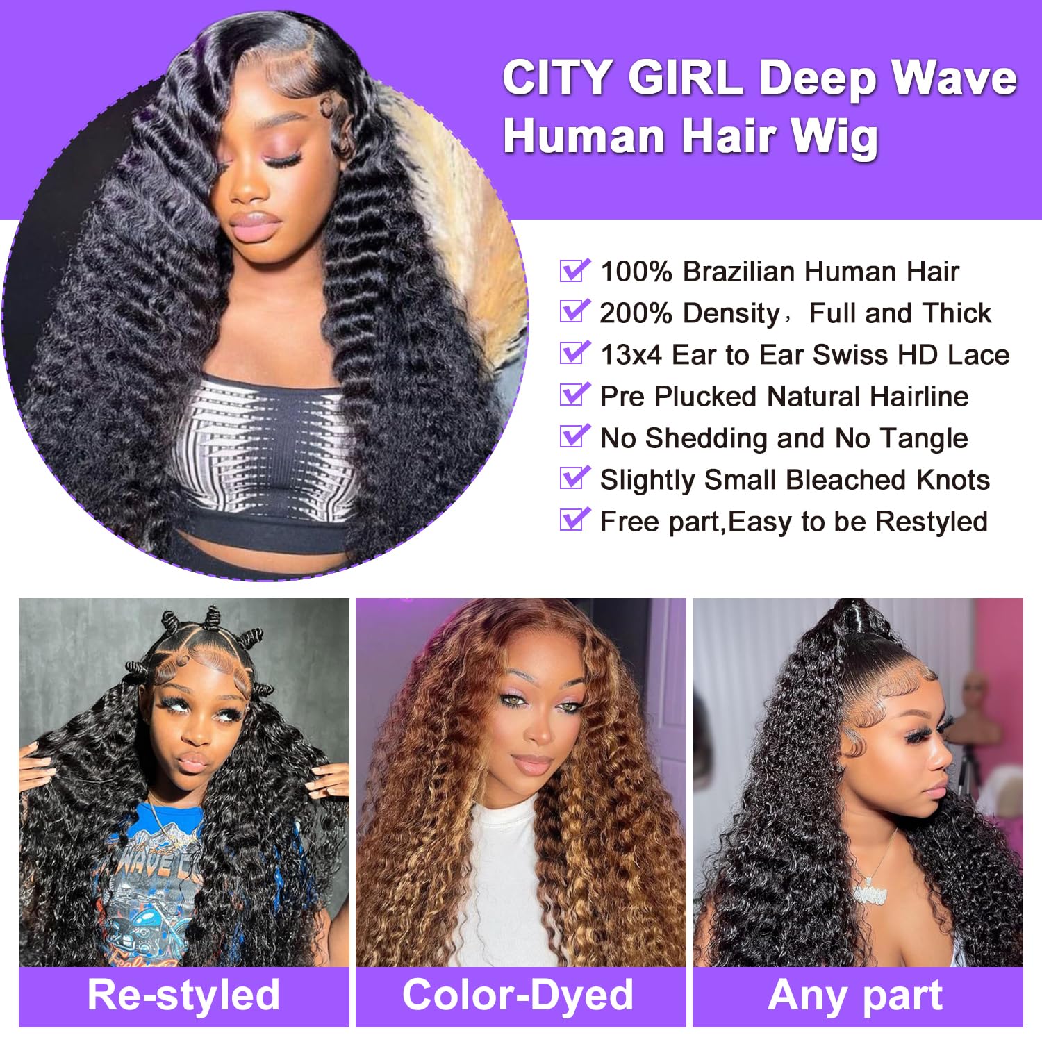 CITY GIRL adjustable straps and four combs ensure secure, comfortable wear