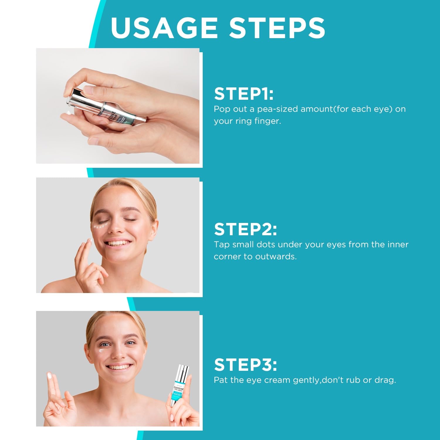 CITYGOO caffeine eye cream used in morning routine for refreshed eyes