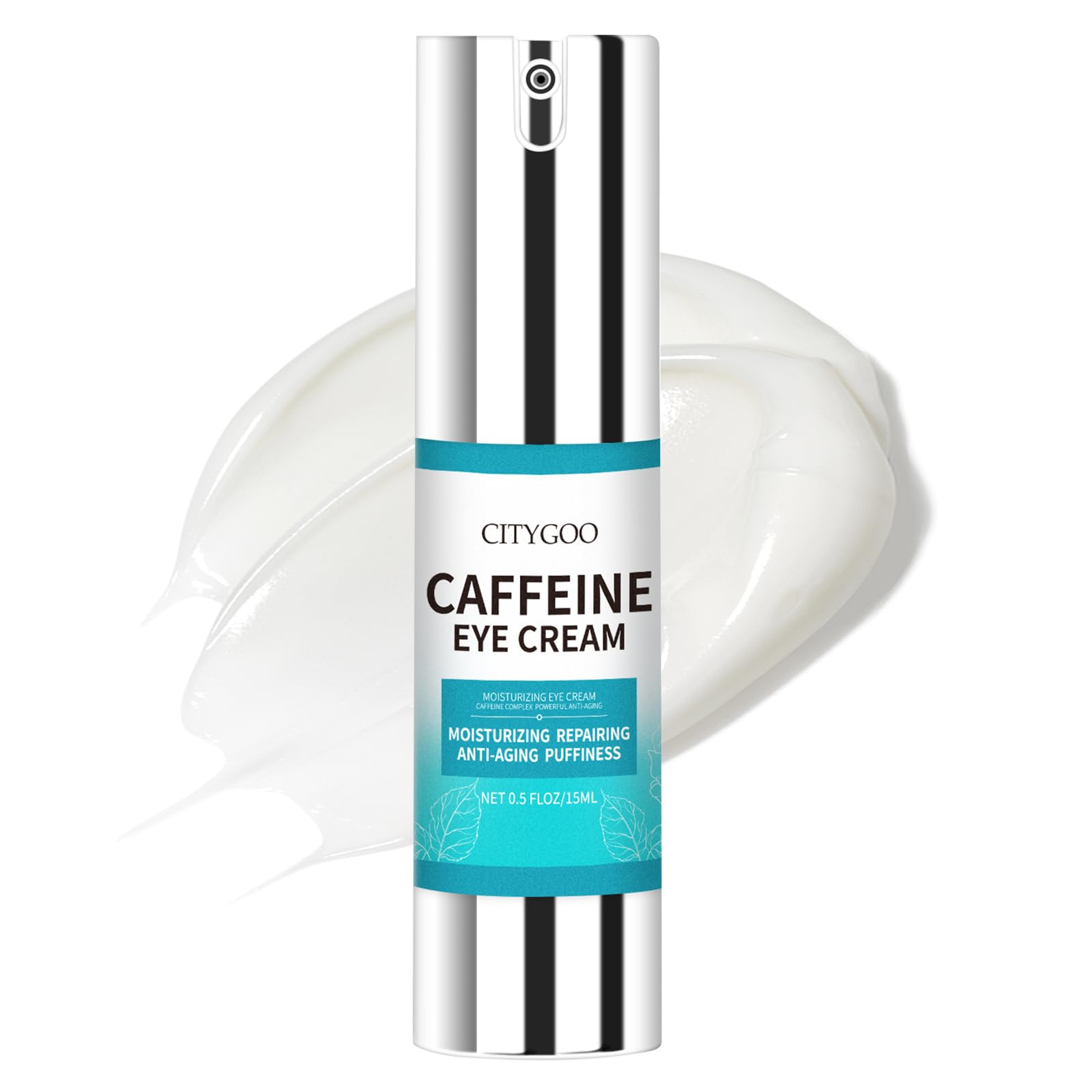 CITYGOO caffeine eye cream tube close-up showing texture for quick absorption