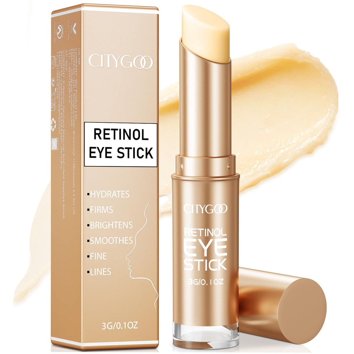 CITYGOO Retinol Eye Stick package view for travel-friendly eye care.