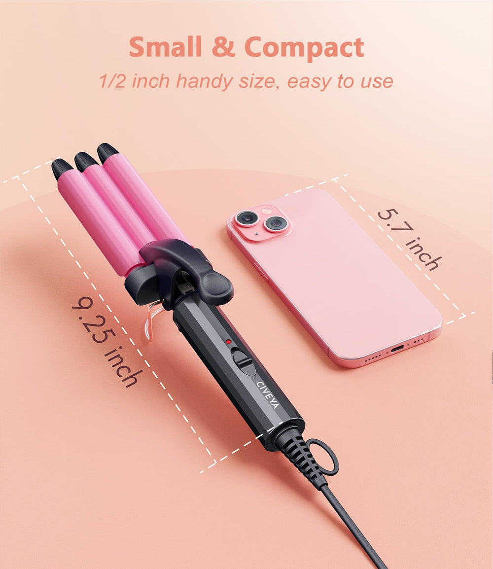 CIVEYA Mini Crimper ceramic barrel close-up ensures even heat for smooth waves