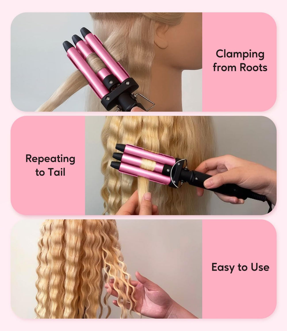 CIVEYA Mini Crimper in use delivers tight beach waves with volume