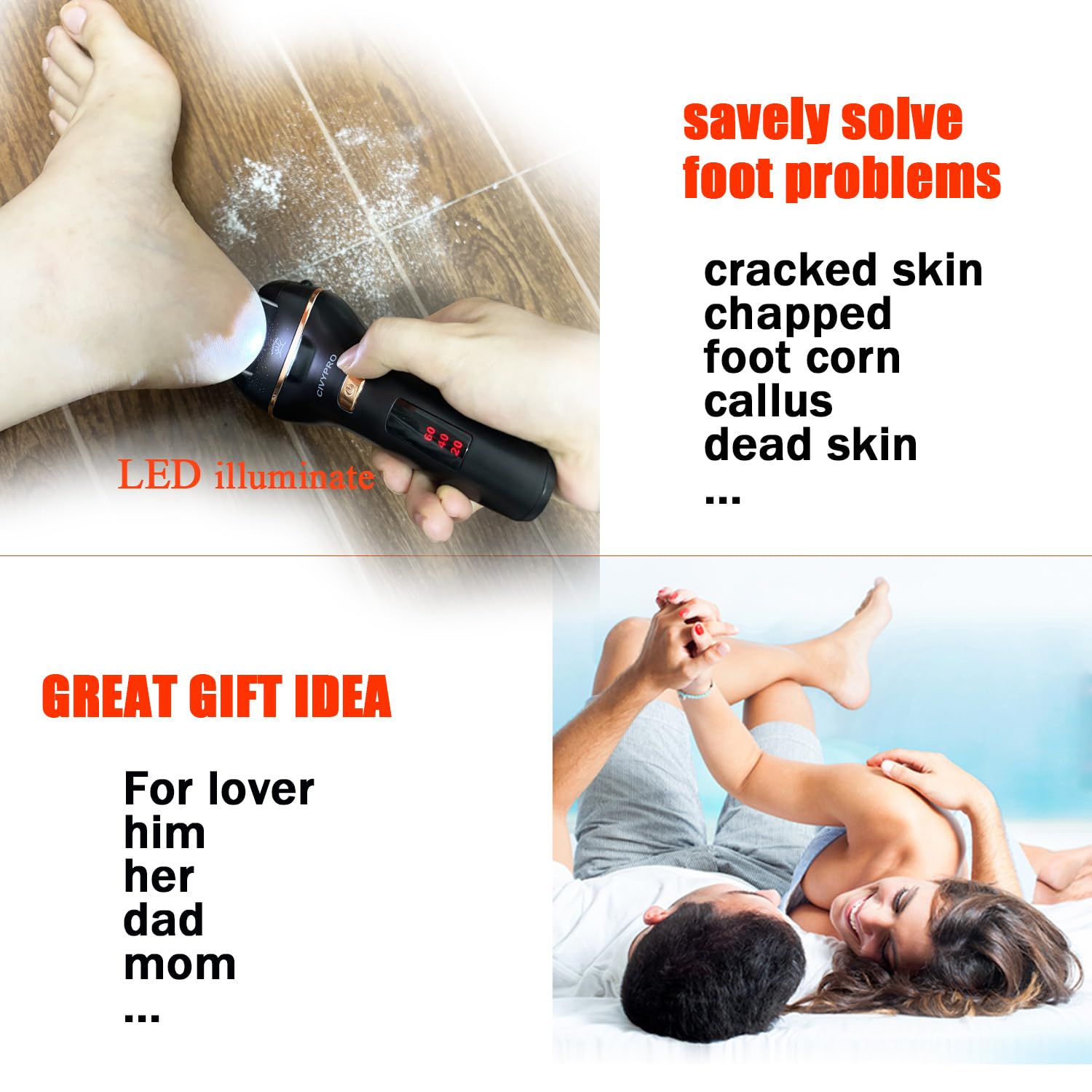 CIVYPRO Electric Foot Callus Remover after shower use, safe wet‑dry operation