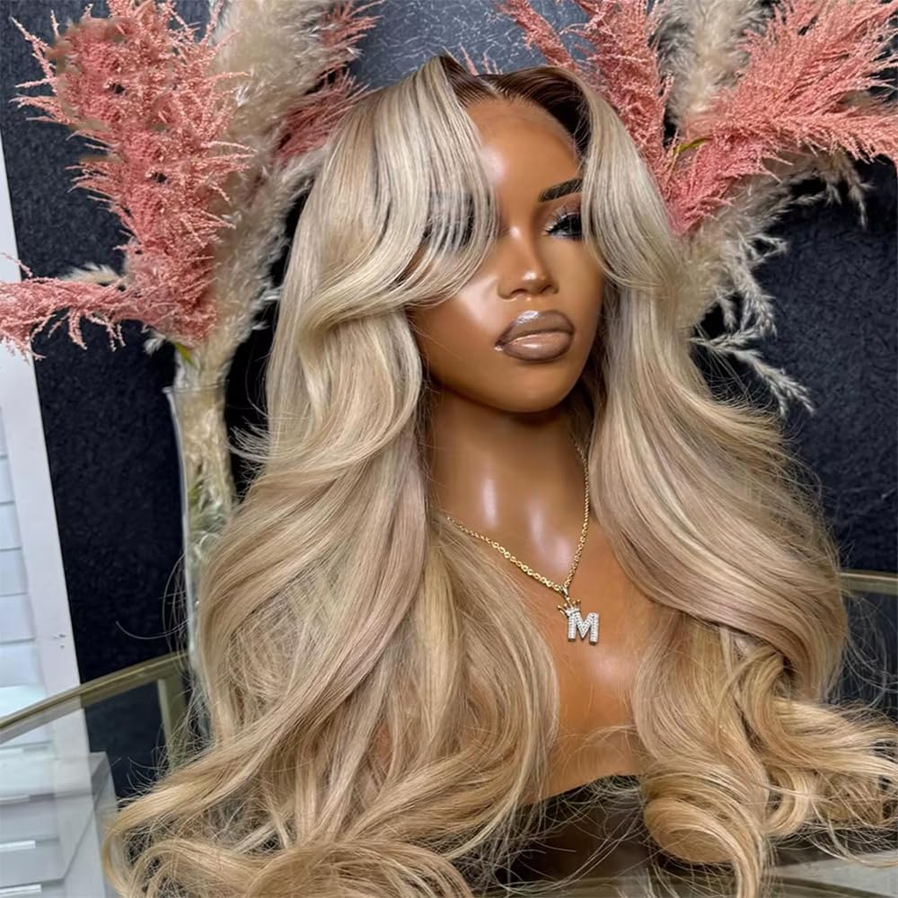 CIYOO 13x6 HD lace front wig in ash blonde for natural parting options.