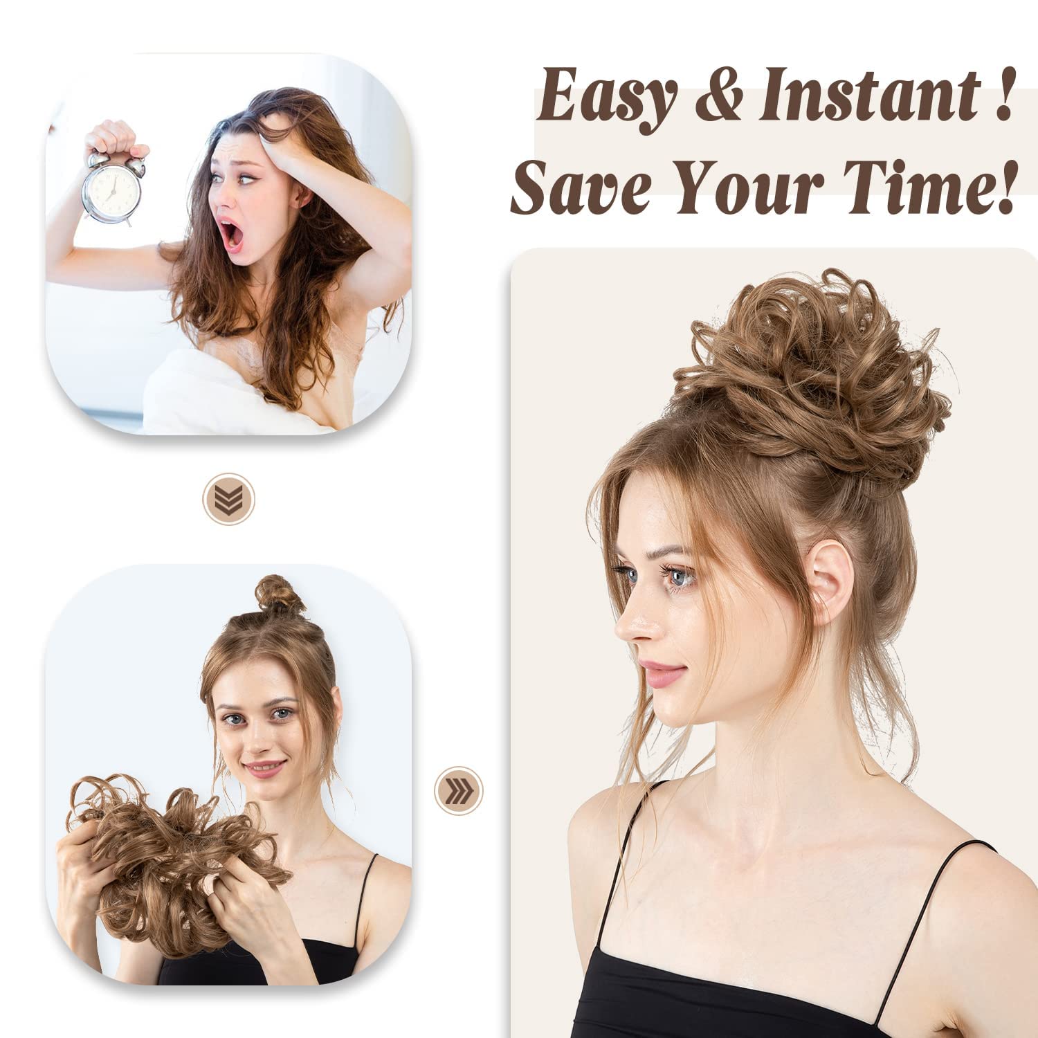 CJL HAIR sand bun piece fluffy after shaking or finger combing for fuller finish.
