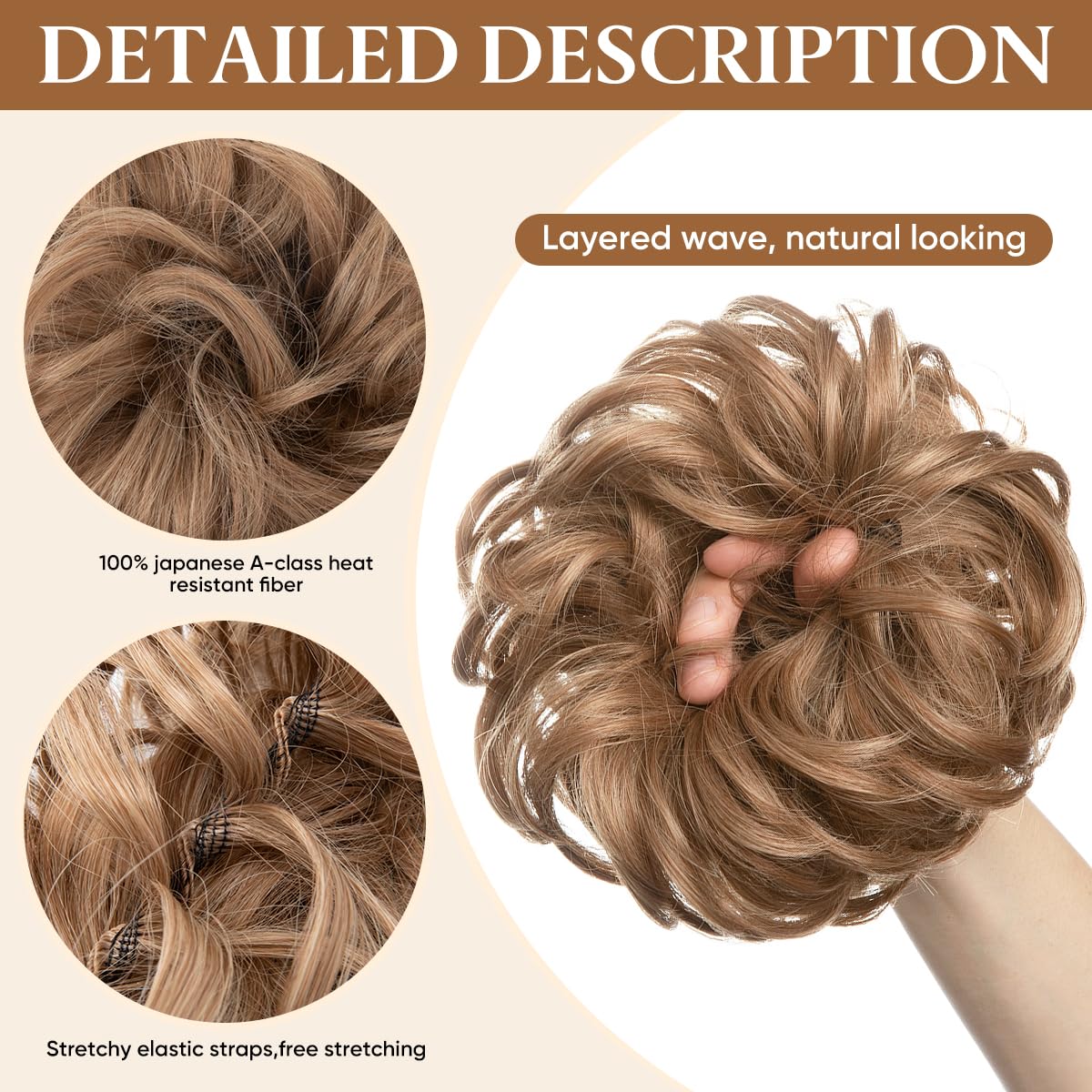 CJL HAIR synthetic Japan fiber bun is heat resistant for styling versatility.