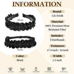 CJL HAIR braided headbands with teeth provide secure fit during activity.