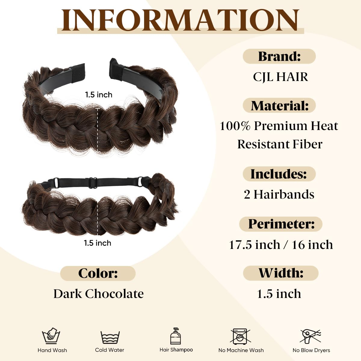 CJL HAIR headband with teeth and elastic for secure wear