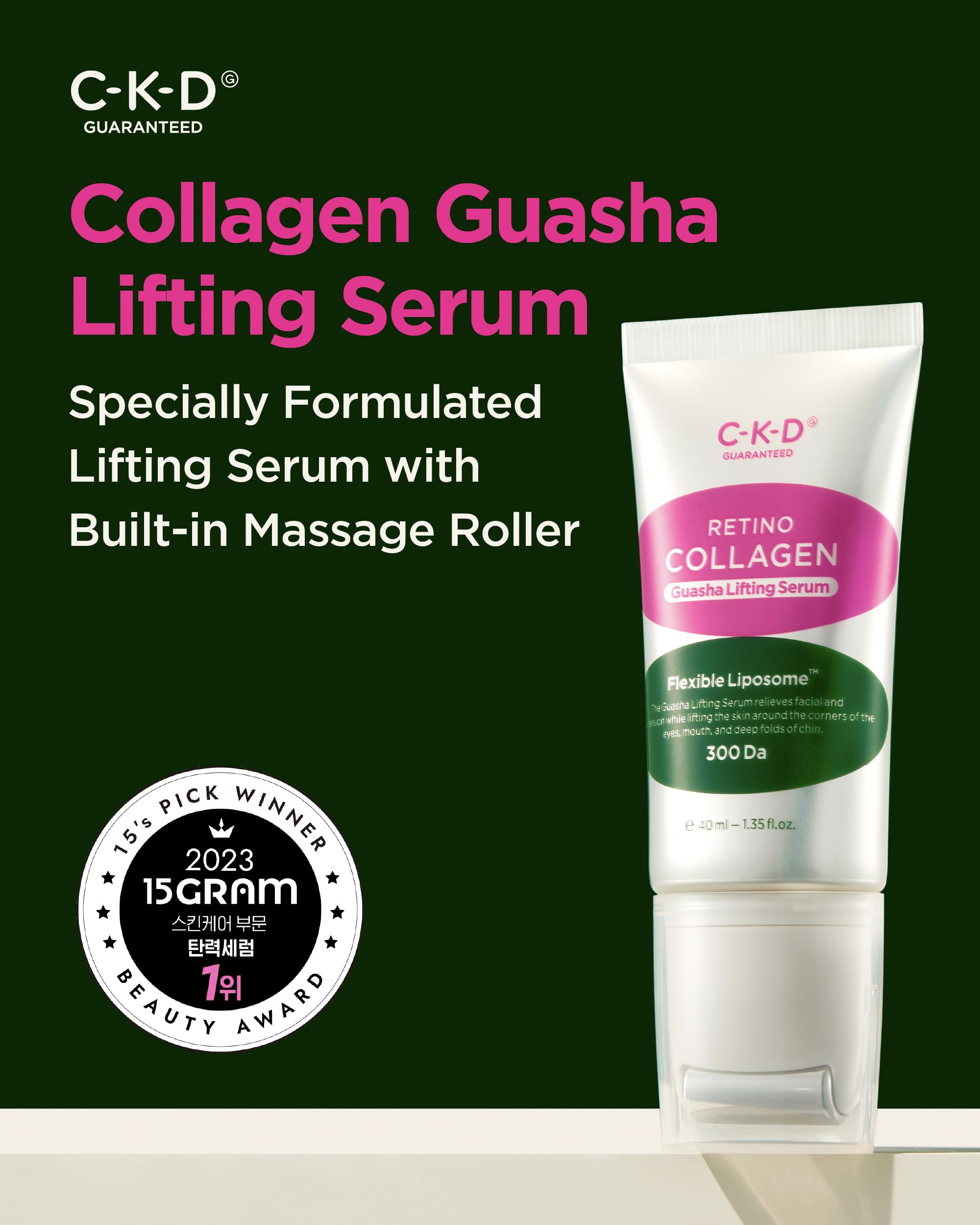 CKD Guasha serum texture swirl illustrating rich hydration from hyaluronic acid.