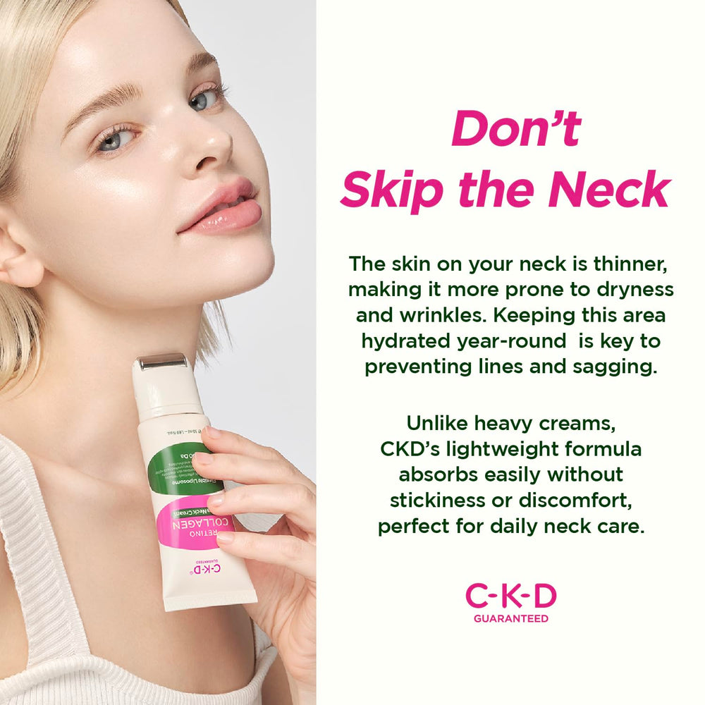 CKD night routine neck care setup with cream and roller for evening care.