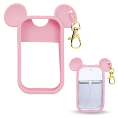 CKONXE mouse design silicone case in pink securely holds a Touchland spray