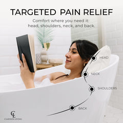 Claessonliving bath pillow back-shoulder support demonstrates pressure relief.