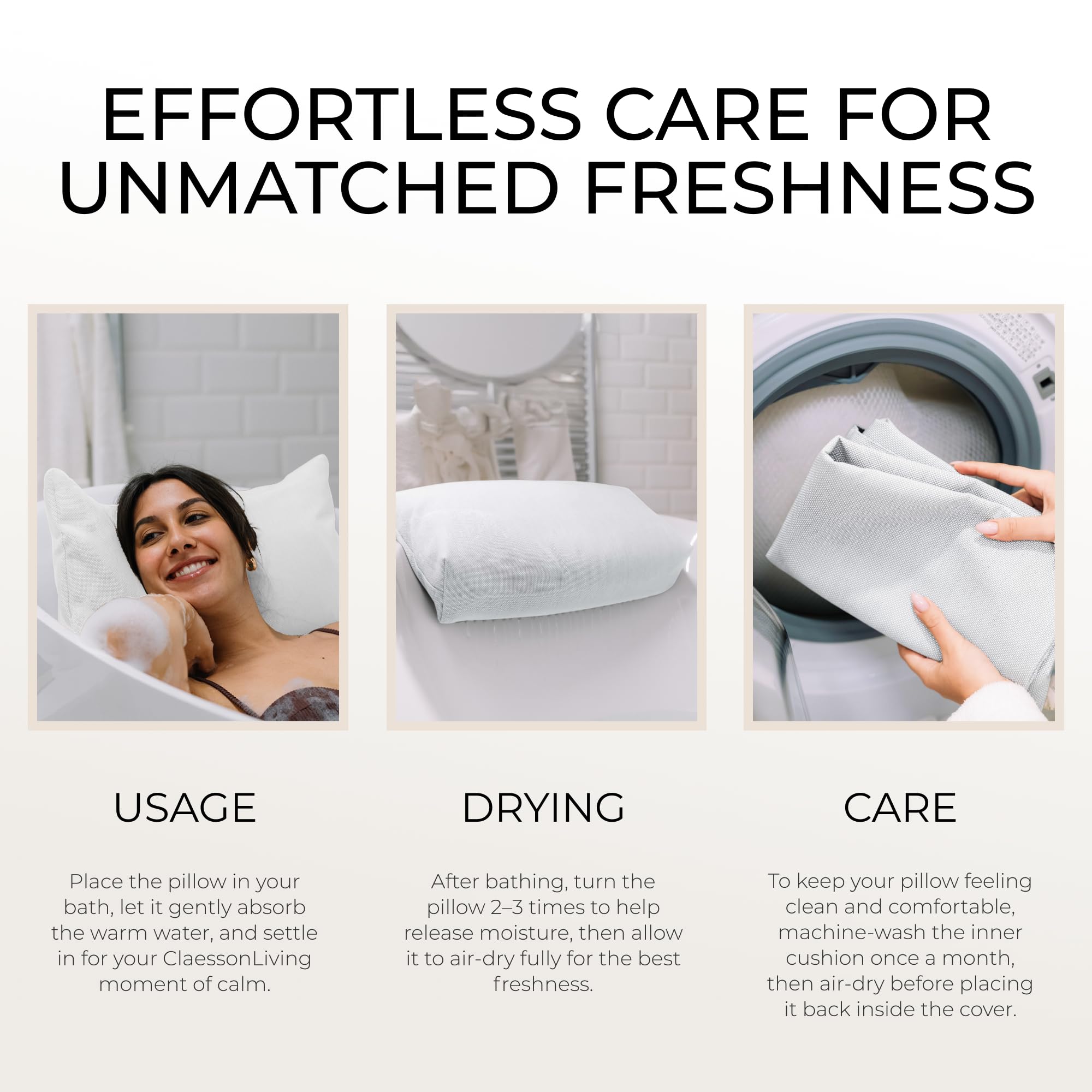 Claessonliving bath pillow home spa ambience in a bathroom setup.