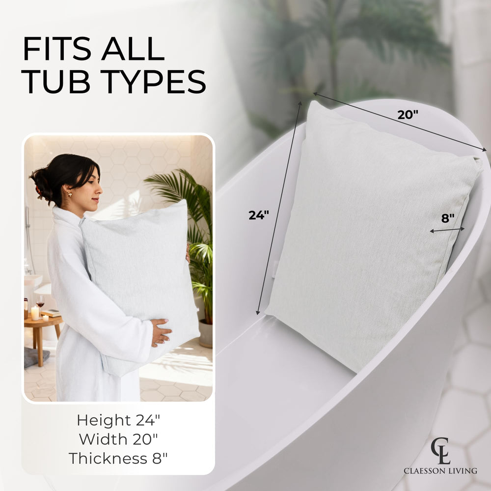 Claessonliving bath pillow neck support close-up highlights contoured comfort.