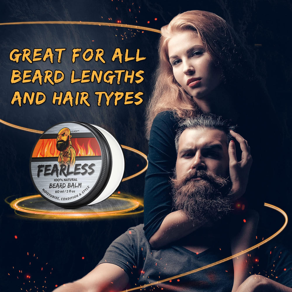 Claev beard balm with tea tree oil for soothing comfort during application.