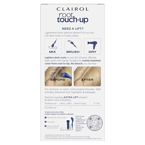 Clairol Extra Lift Blonde application brush enables precise root blending.