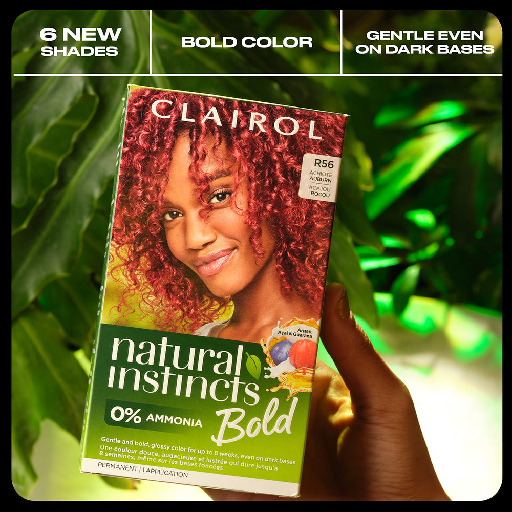 Resultado final de Clairol Natural Instincts Bold con brillo vibrante.