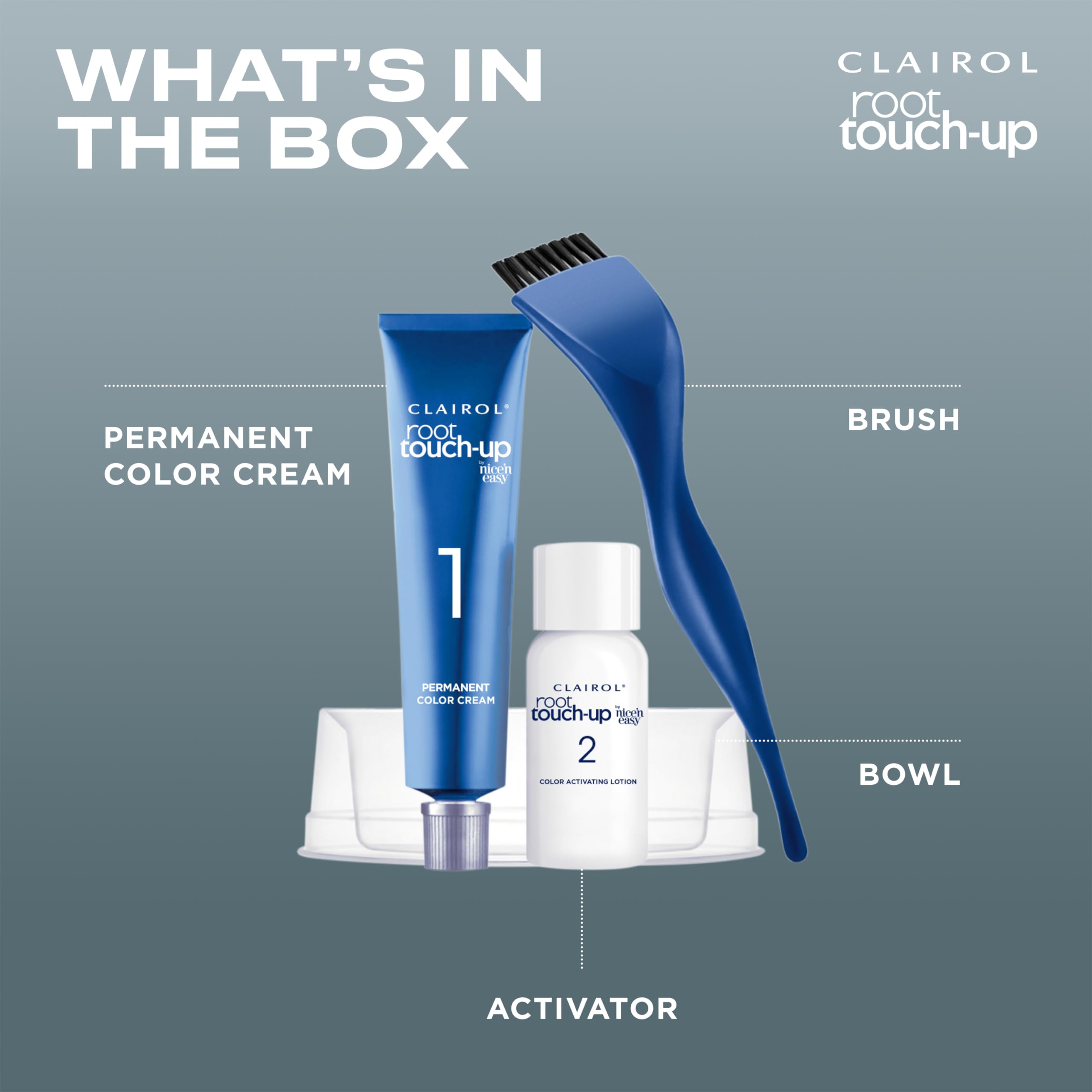 Clairol Permanent Color Cream tube offers even root-to-tip color blend.