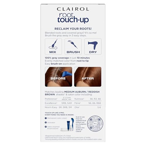 Clairol Root Touch-Up kit components with brush and bowl for salon-style use.