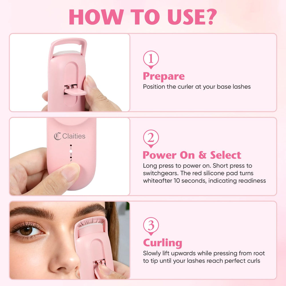Claities heated eyelash curler USB-C charging for on-the-go power