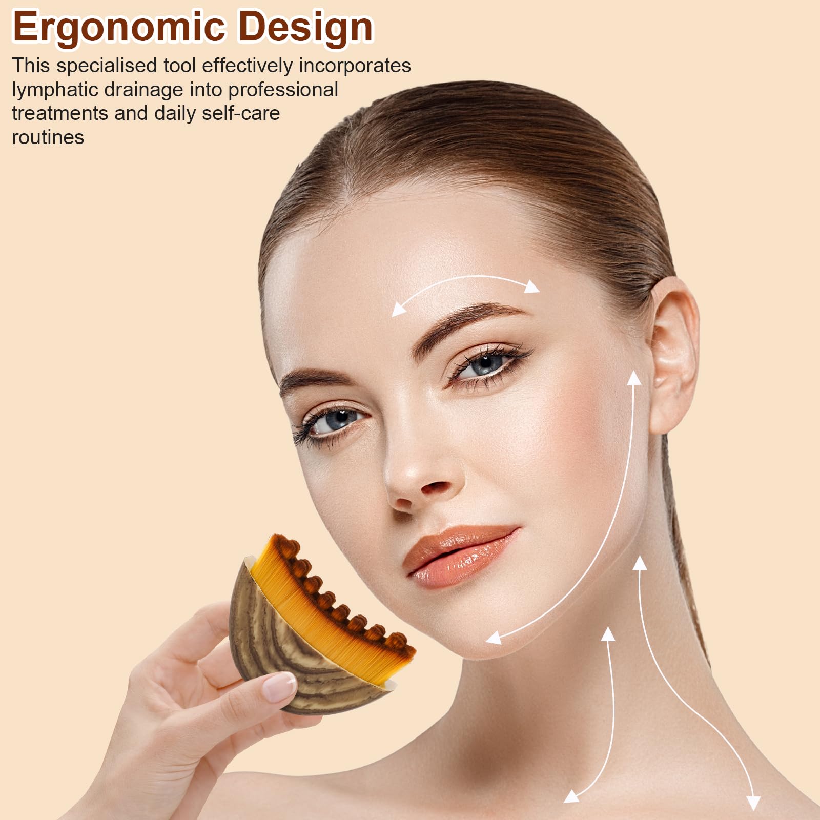 Clapery lymphatic contour brush neck-area demonstrates gentle massage along the neck.