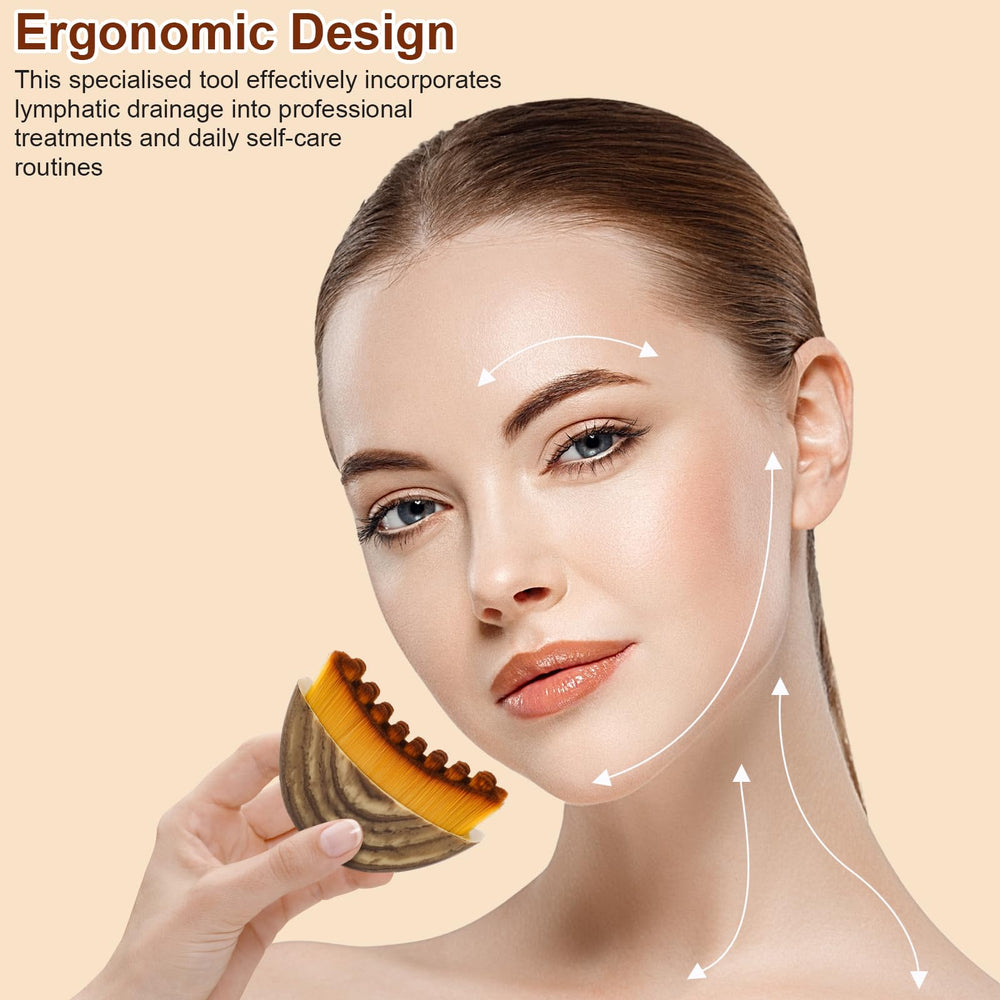 Clapery lymphatic contour brush neck-area demonstrates gentle massage along the neck.