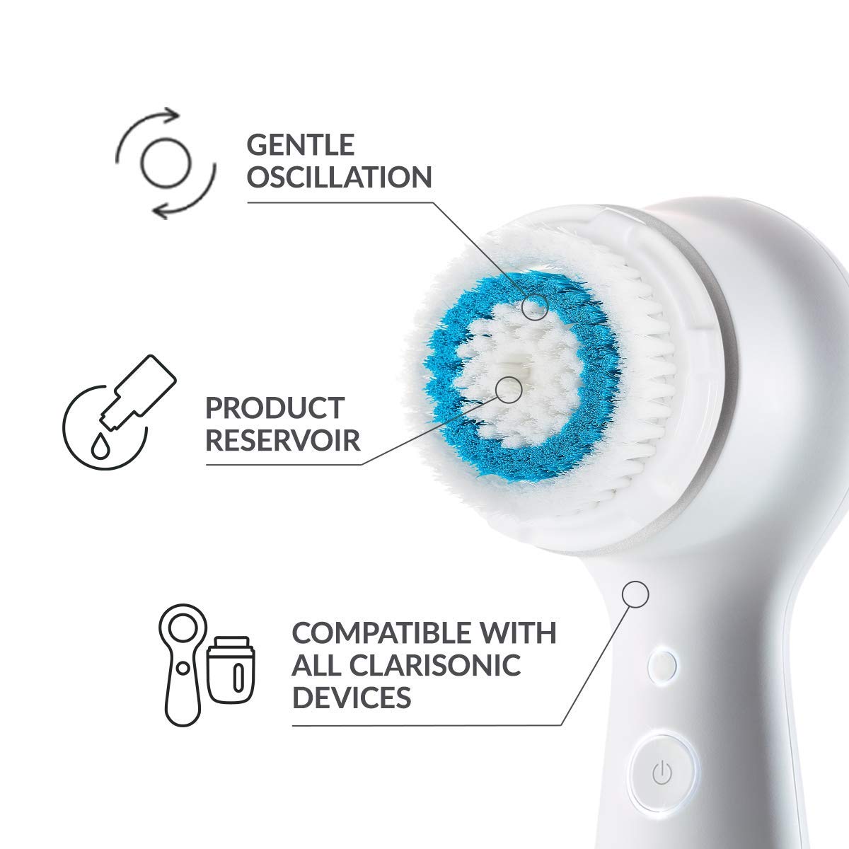 Clarisonic Deep Pore brush head for Alpha Fit supports smooth pores during daily cleansing.