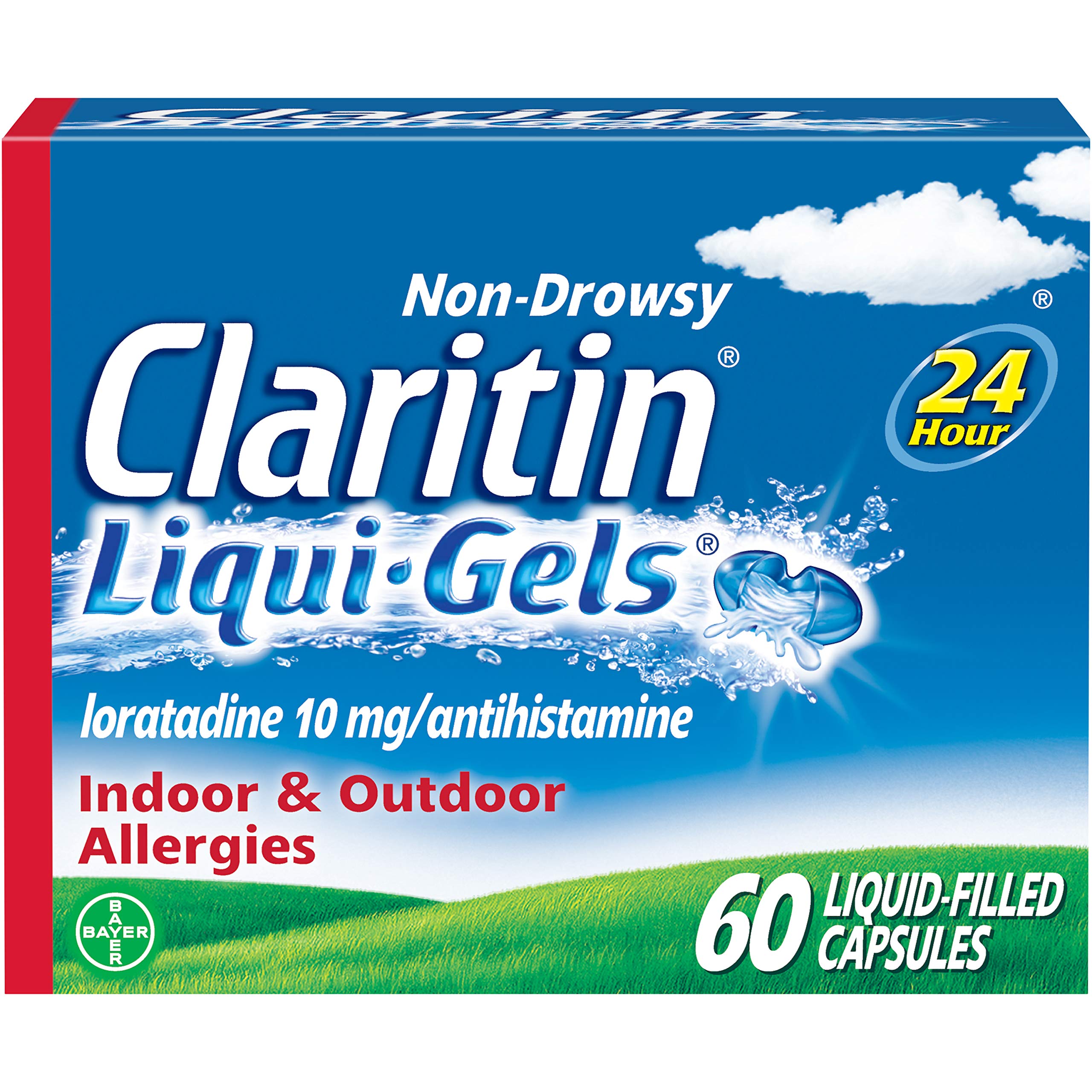 Claritin Liqui-Gels bottle shown for easy daily allergy relief.