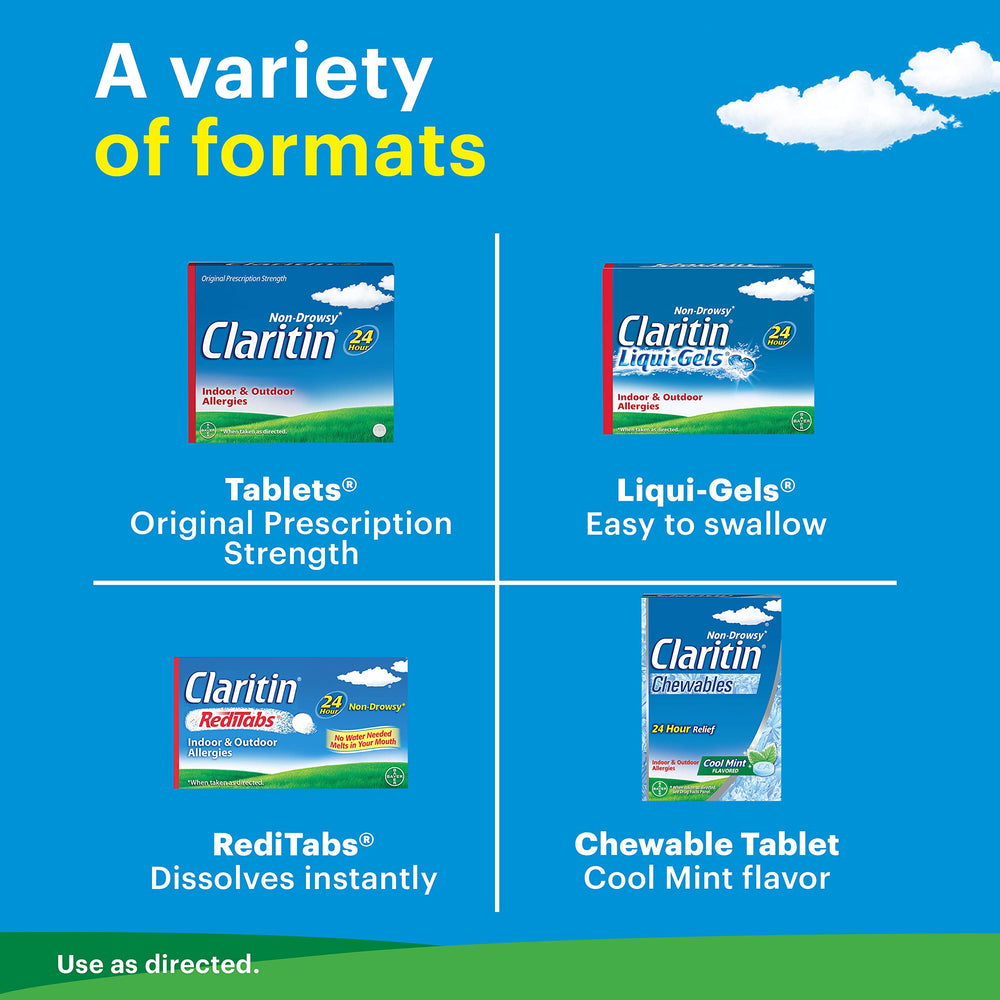 Claritin Liqui-Gels non-drowsy formula supports daytime activities like work.