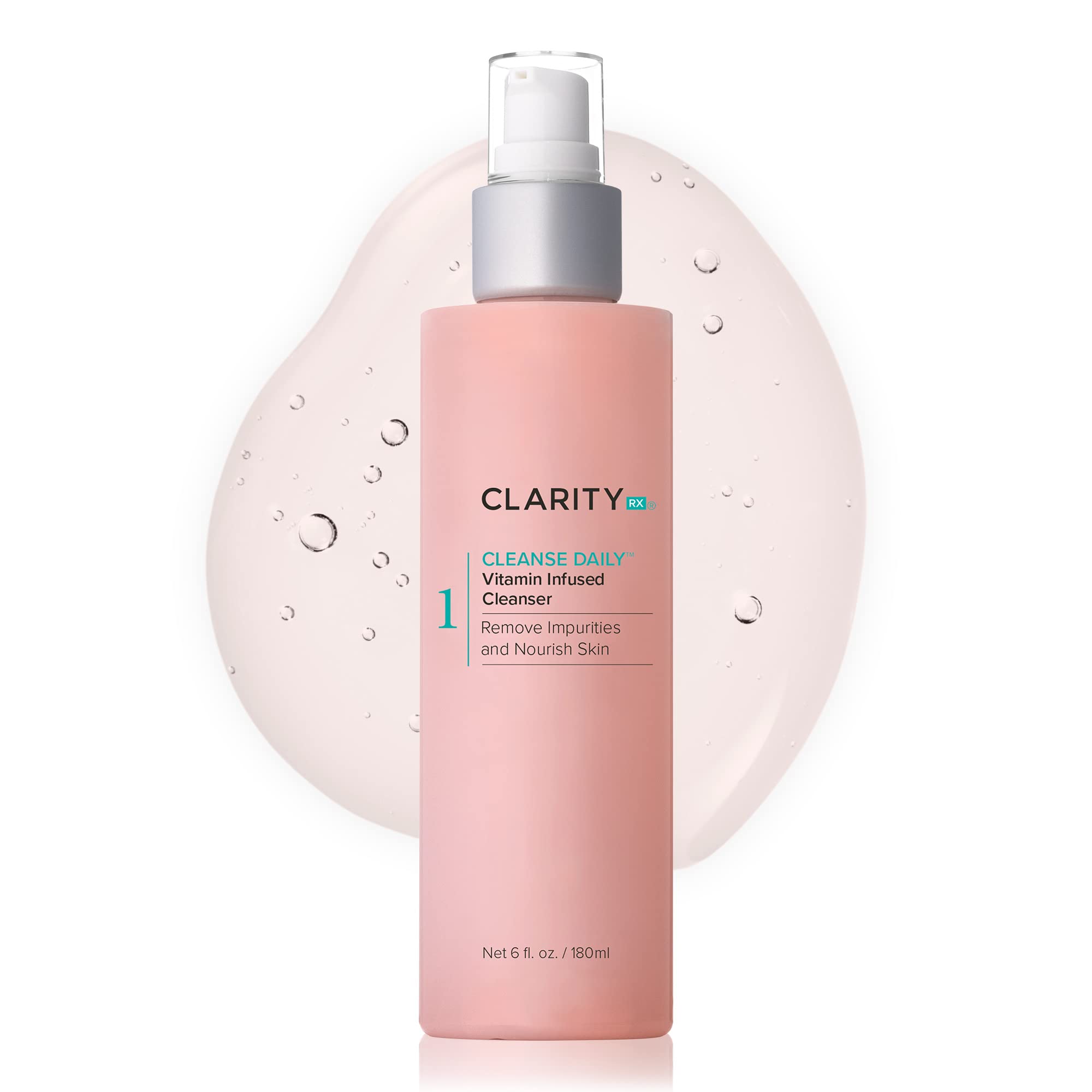 ClarityRx Cleanse Daily Face Wash bottle showcases vitamin-infused formula for daily cleansing.