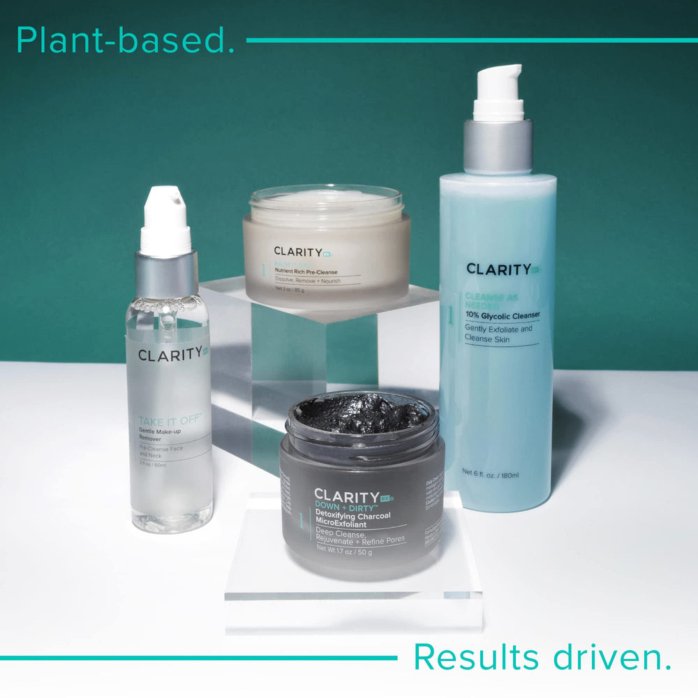 ClarityRx Cleanse Daily Face Wash packaging on display at store shelf for quick discovery.