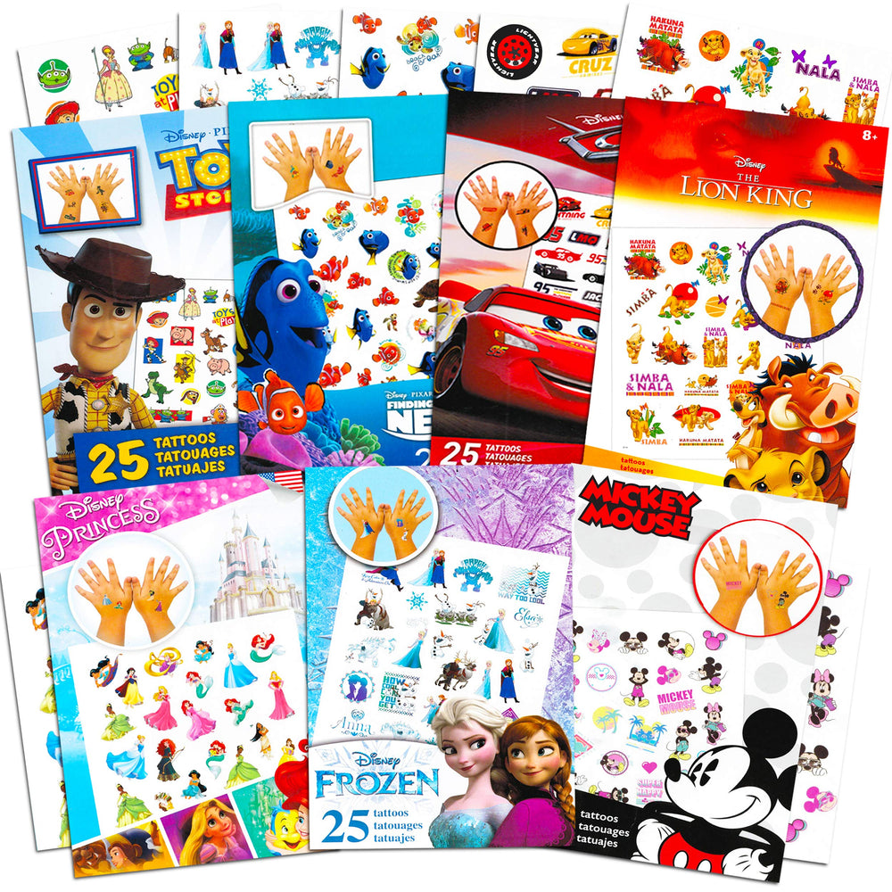 Classic Disney tattoos mega assortment front view, ideal for party favors and celebrations.